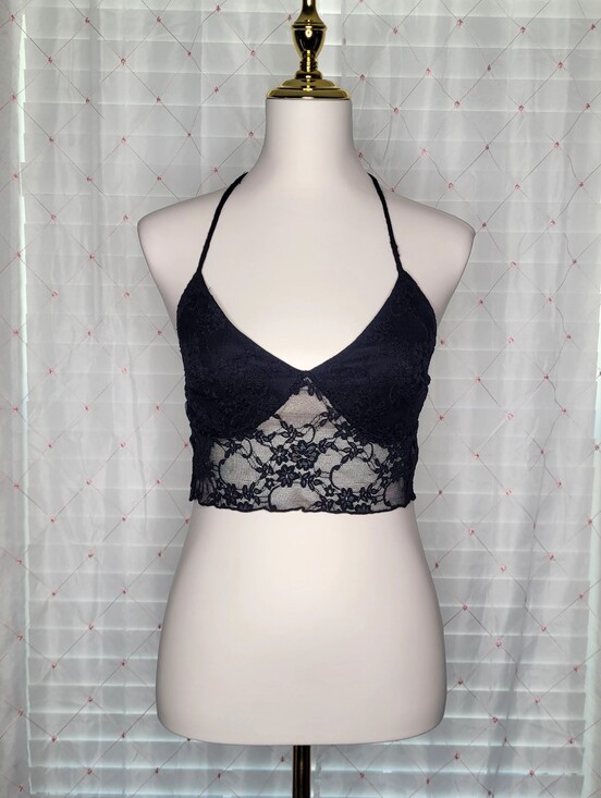 21 Saints Tops - 21 Saints Black Lace‎ Halter Top 90s Inspired Y2K Inspired Fairygoth Fairygrunge